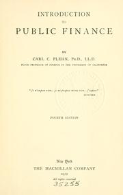 Cover of Introduction to public finance by Carl C. Plehn