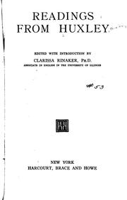Front cover of Readings from Huxley by Thomas Henry Huxley