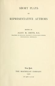 Cover of Short plays by representative authors by Alice M. Smith