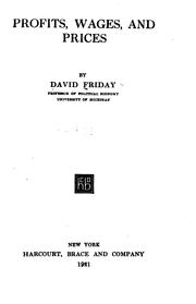 Cover of Profits, wages, and prices by Friday, David