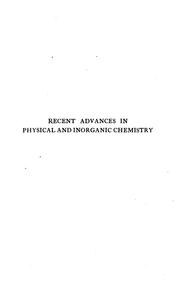Cover of Recent advances in physical and inorganic chemistry by Stewart, Alfred W.
