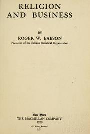 Cover of Religion and business by Babson, Roger Ward