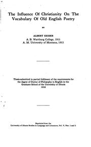 Front cover of The influence of Christianity on the vocabulary of Old English poetry by Albert Keiser