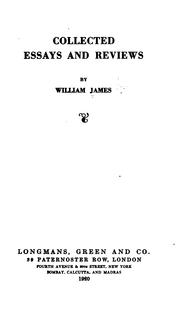 Cover of Collected essays and reviews by William James