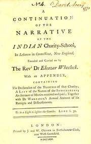 Cover of A continuation of the narrative of the Indian charity-school, in Lebanon in Connecticut, New England by Eleazar Wheelock