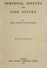 Front cover of Personal aspects of Jane Austen by Mary Augusta Austen-Leigh