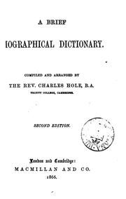 Cover of A brief biographical dictionary by Charles Hole