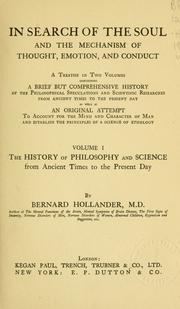 Cover of In search of the soul and the mechanism of thought, emotion, and conduct .. by Bernard Hollander