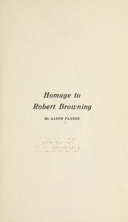 Cover of Homage to Robert Browning by Aleph Tanner