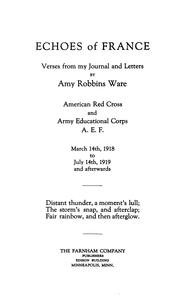 Front cover of Echoes of France by Amy Robbins Ware