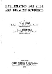 Front cover of Mathematics for shop and drawing students by Harry M. Keal