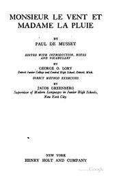 Cover of Monsieur le Vent et Madame la Pluie by Paul de Musset