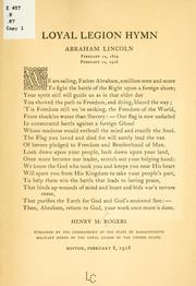 Front cover of Loyal legion hymn, Abraham Lincoln .. by Henry M. Rogers