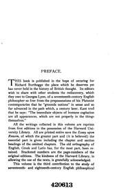 Front cover of The philosophical writings of Richard Burthogge by Richard Burthogge