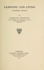 Front cover of Learning and living by Emerton, Ephraim