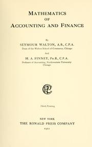 Cover of Mathematics of accounting and finance by Seymour Walton