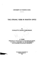 Front cover of The strong verb in Martin Opitz by Charlotte Chafer Fleischmann