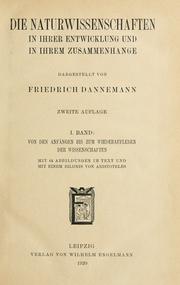 Cover of Die Naturwissenschaften in ihrer Entwicklung und in ihrem Zusammenhange by Friedrich Dannemann