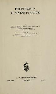 Cover of Problems in business finance by Edmond E. Lincoln
