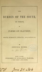Front cover of The burden of the South, in verse by John Burke