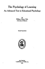 Front cover of The psychology of learning by William Henry Pyle