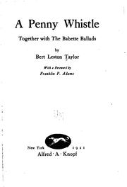 Cover of A penny whistle by Bert Leston Taylor