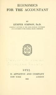 Cover of Economics for the accountant by Kemper Simpson