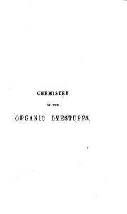 Cover of Chemistry of the organic dye-stuffs by Rudolf Hugo Nietzki