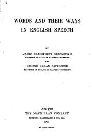 Front cover of Words and their ways in English speech by J. B. Greenough