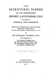 Front cover of The scientific papers of the Honourable Henry Cavendish .. by Henry Cavendish