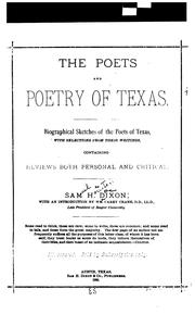 Front cover of The poets and poetry of Texas by Dixon, Samuel Houston