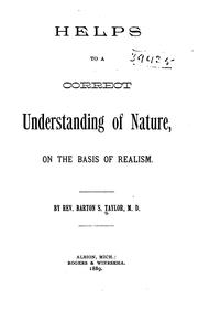 Front cover of Helps to a correct understanding of nature on the basis of realism by Barton S. Taylor