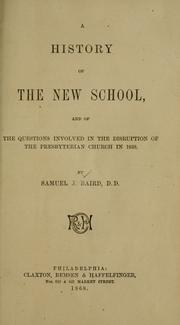 Front cover of A history of the new school by Samuel J. Baird