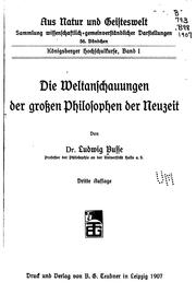 Front cover of Die Weltanschauungen der grossen Philosophen der Neuzeit by Ludwig Busse