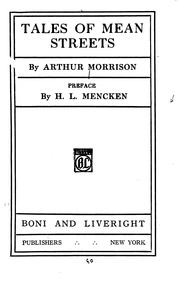 Front cover of Tales of mean streets by Arthur Morrison