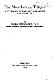 Front cover of The moral life and religion by Ten Broeke, James