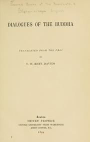 Front cover of Dialogues of the Buddha by Thomas William Rhys Davids