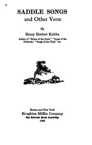 Front cover of Saddle Songs And Other Verse by Henry Herbert Knibbs