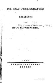 Front cover of Die Frau ohne Schatten by Hugo von Hofmannsthal
