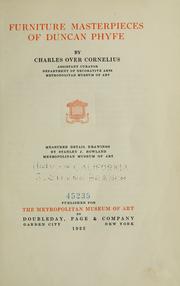 Front cover of Furniture masterpieces of Duncan Phyfe by Charles Over Cornelius