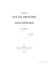 Front cover of Essai sur les principes des sciences mathématiques by Louis Delègue