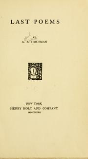 Cover of Last poems by A. E. Housman