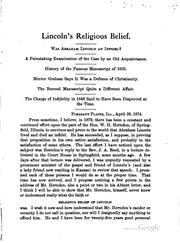 Front cover of Lincoln's religious belief by B. F. Irwin