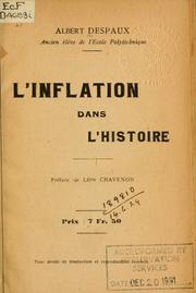 Front cover of L' inflation dans l'histoire by Albert Despaux