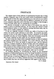 Front cover of Smithsonian mathematical formulae and tables of elliptic functions by Smithsonian Institution