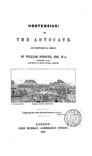 Cover of Hortensius by Forsyth, William