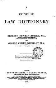 Cover of A concise law dictionary by Herbert Newman Mozley