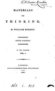 Cover of Materials for thinking by William Burdon