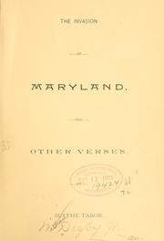 Front cover of The invasion of Maryland, and other verses by Slythe Tabor
