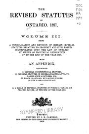 Front cover of The revised statutes of Ontario, 1897 by Ontario.